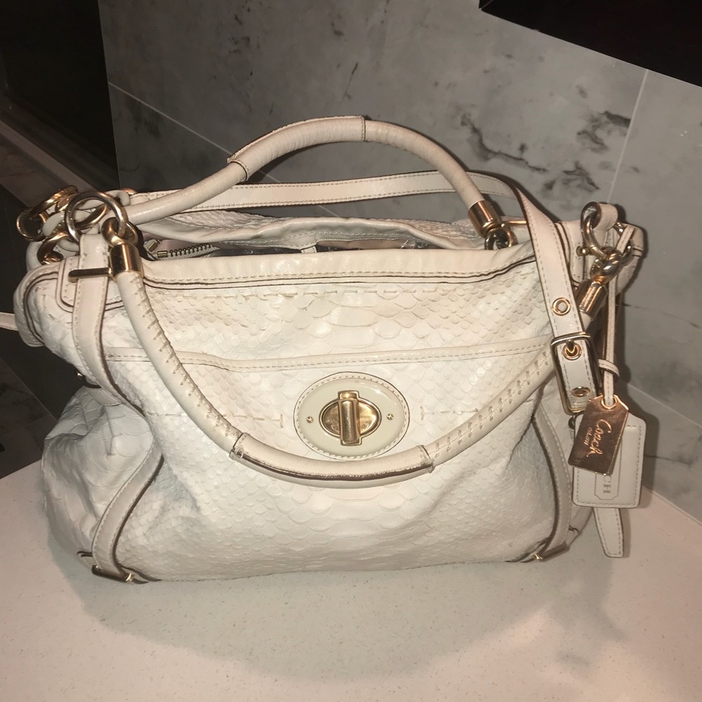 Coach exclusive edition white “snakeskin”  bag